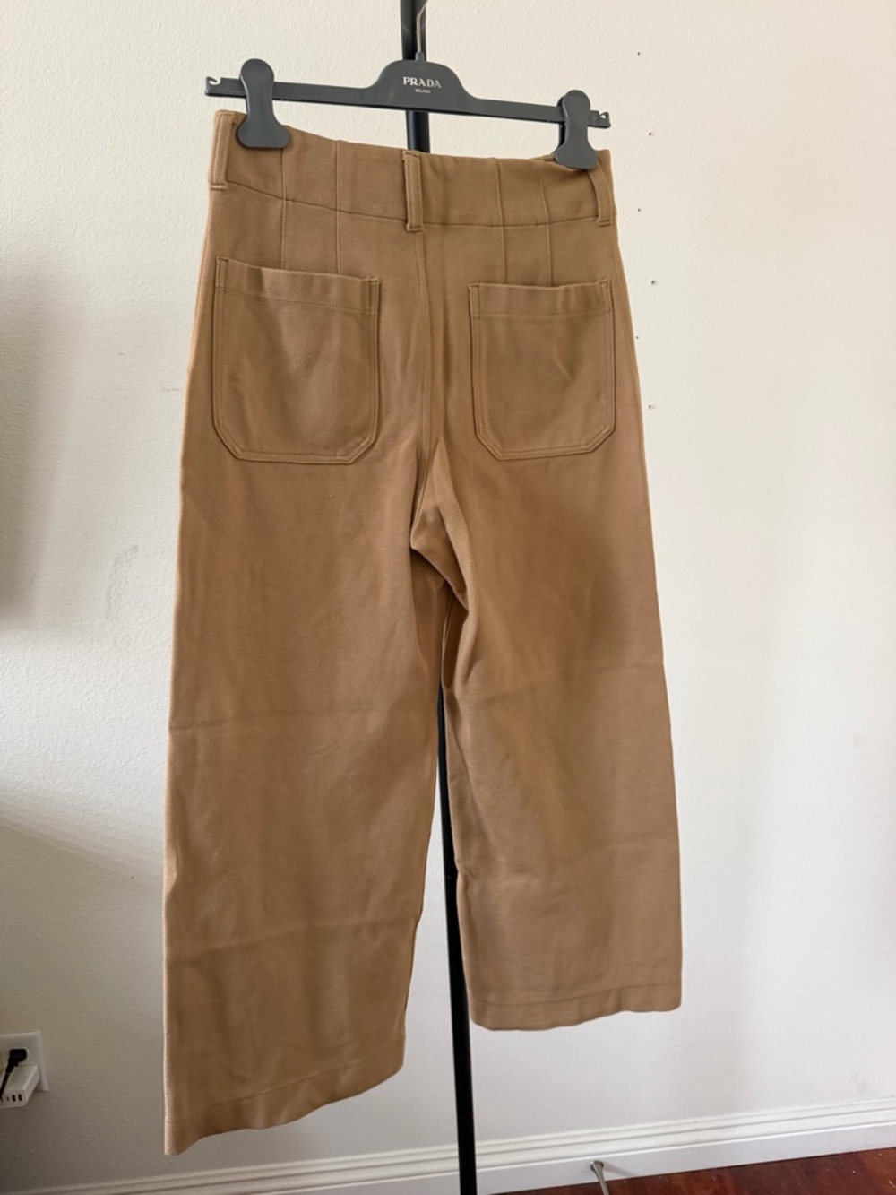 Anthropologie Maeve the Colette Wide-Leg Cropped Pants in tan ribbed - Picture 3 of 6